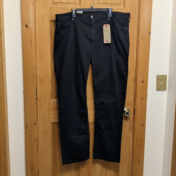Levi's 514 Straight Leg Men's 42x32 Black Jeans Stretch Cowboy Denim Classic NWT - Picture 2 of 12